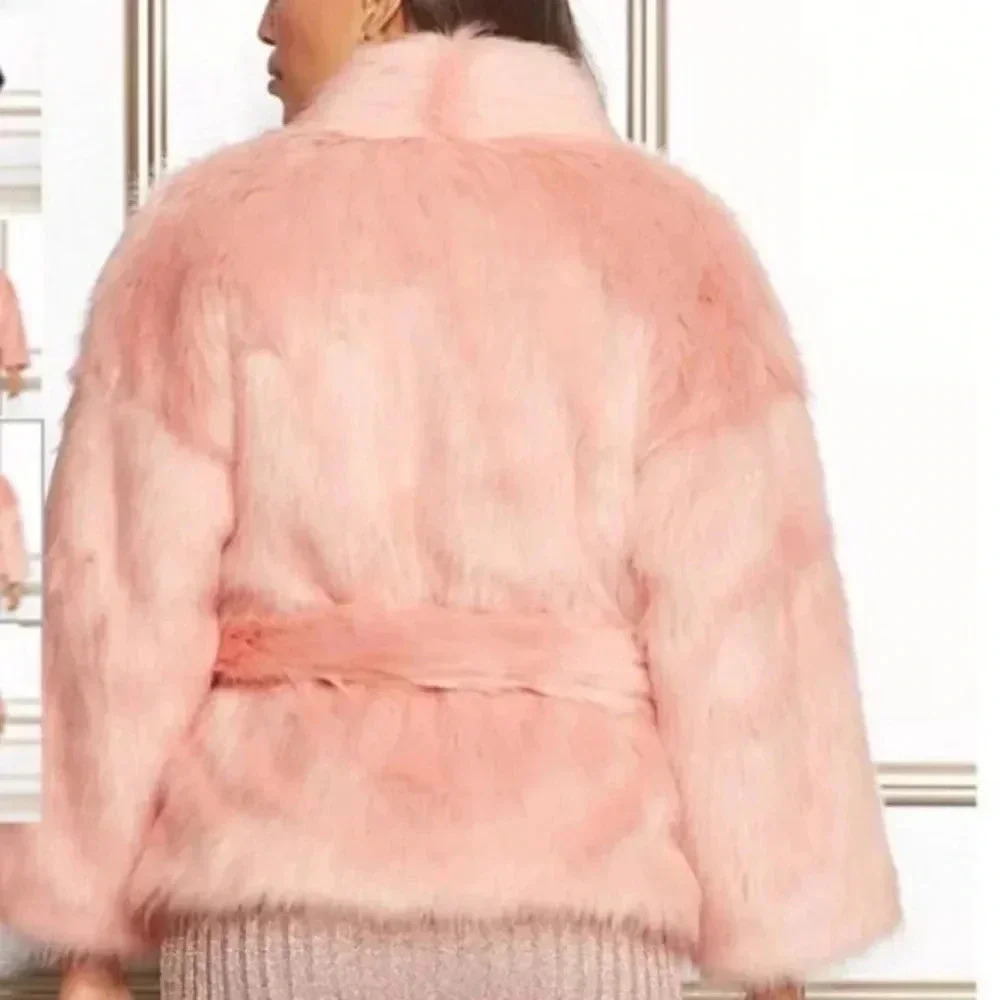 Eva Mendes NY&C Faux Fur Coat Jacket Pink Womens Size XS /S Small Barbiecore Lux - Picture 2 of 10